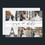 Handschrift: 6 Foto Collage Save the Date Karte<br><div class="desc">Wählen Sie die besten Bilder aus Ihrem Verlobung-Shooting oder Ihre Lieblingsfotos von Ihnen beiden für dieses perfekte Save the Date. Save the Date sind die Wörter handgeschrieben, um der Karte ein persönliches Gefühl zu geben. Die Vorderseite hat 6 Bilder und die Rückseite hat ein großes Bild mit einem weißen Filter...</div>