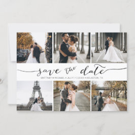 Handschrift: 6 Foto Collage Save the Date Karte