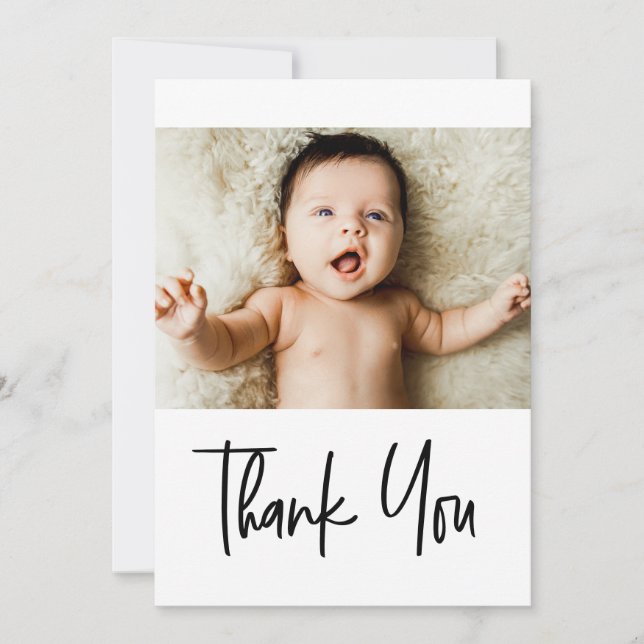 Handschrift Danke Custom Baby Shower Foto (Vorderseite)