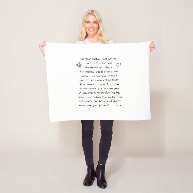 Handschrift Fleecedecke (Beispiel)