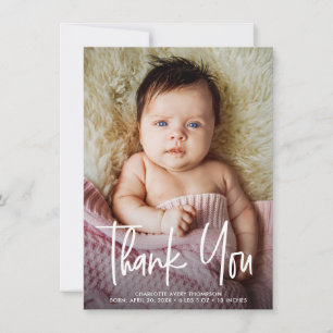 Handschrift Foto Modernes Baby Girl Birth Dankeskarte