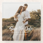 Handschrift Foto Save the Date Glasuntersetzer<br><div class="desc">Vollständiges Foto-Design mit Handschrift fühlen sich Save the Date Karte perfekt,  um Ihre Freunde und Familie zu schicken.</div>