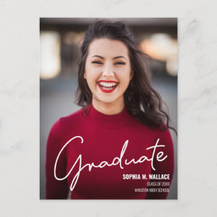 Handschrift für benutzerdefinierte Graduate Foto H Ankündigungspostkarte