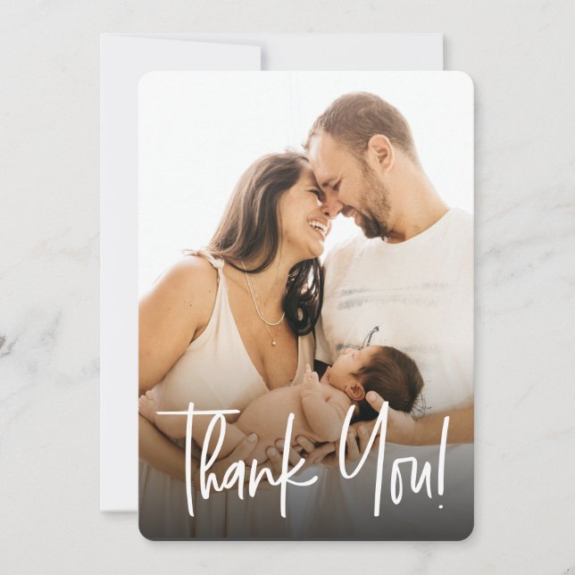 Handschrift für Fotos Babydusche Dankeskarte (Vorderseite)