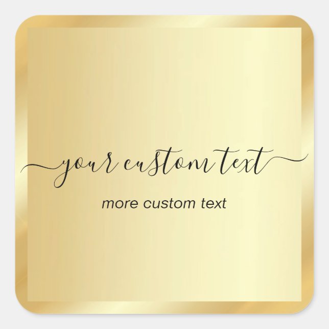 Handschrift Gold Vorlage Ihr Benutzerdefinierter T Quadratischer Aufkleber (Vorderseite)