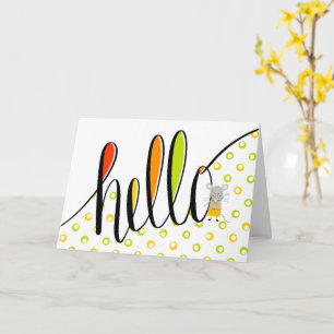 Handschrift Hallo mit Niedlicher Maus-Illustration Karte