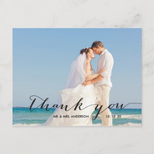 Handschrift   Hochzeit Foto Vielen Dank Postcard Postkarte