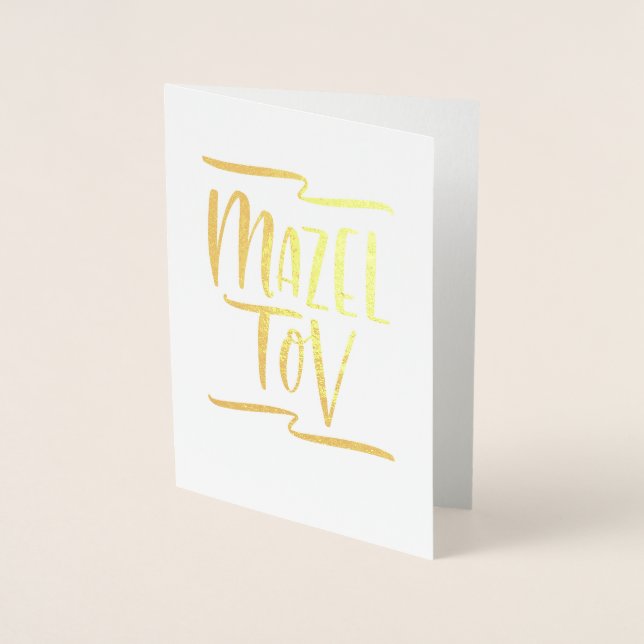 Handschrift Mazel Tov Herzlichen Glückwunsch Folienkarte (Vorderseite)