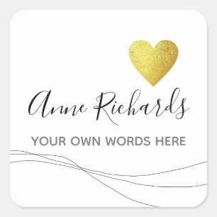 Handschrift mit Herz und Liebe Quadratischer Aufkleber