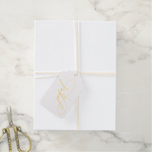 Handschrift mit Minimalistischem Weiß und Gold Geschenkanhänger