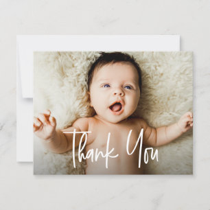 Handschrift Moderne Babydusche Horizontales Foto Dankeskarte