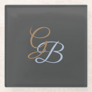 Handschrift moderne schlichte Monogramm minimalist Glasuntersetzer
