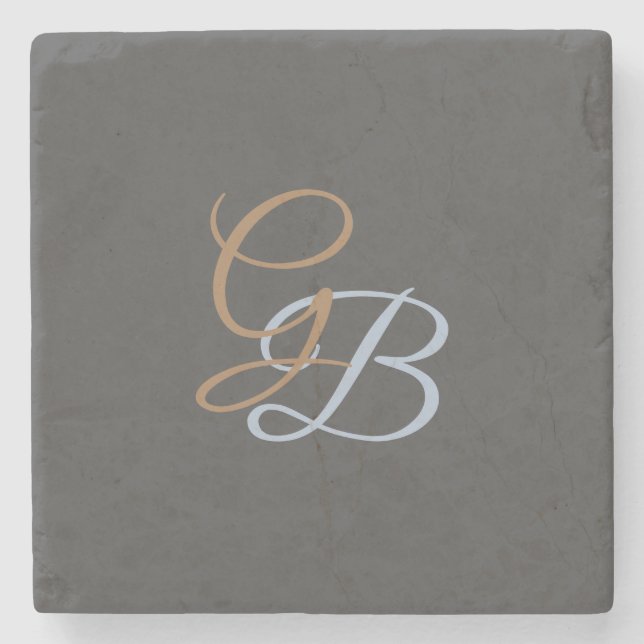 Handschrift moderne schlichte Monogramm minimalist Steinuntersetzer (Vorderseite)
