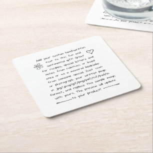 Handschrift Rechteckiger Pappuntersetzer