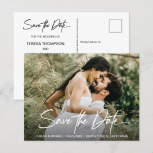 Handschrift Save the Date Benutzerdefiniertes Foto Ankündigungspostkarte
