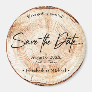 Handschrift Save the Date Holz Rustikale Hochzeit Magnet