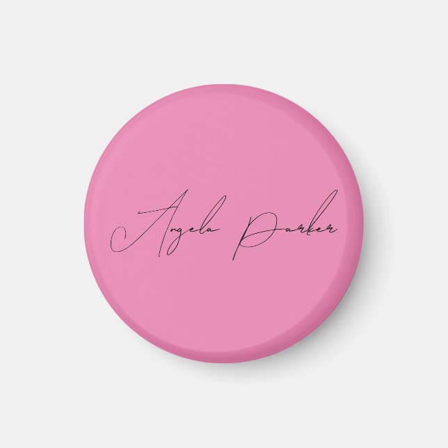 Handschrift Schlicht Einfach rosa Beruflicher Name Magnet (Vorne)
