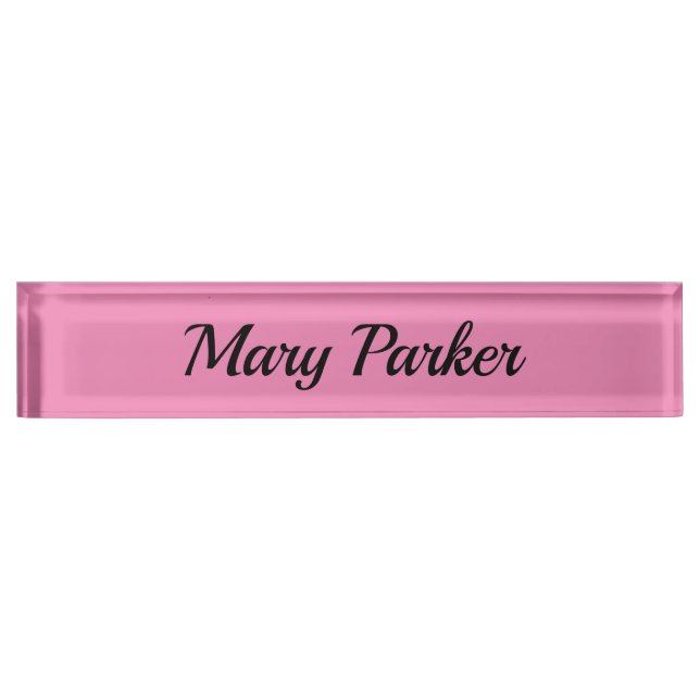 Handschrift Schlicht Einfach rosa Beruflicher Name Namensplakette (Vorderseite)