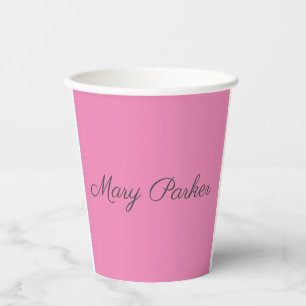 Handschrift Schlicht Einfach rosa Beruflicher Name Pappbecher