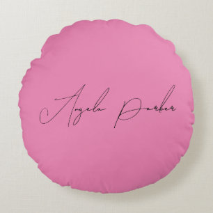 Handschrift Schlicht Einfach rosa Beruflicher Name Rundes Kissen