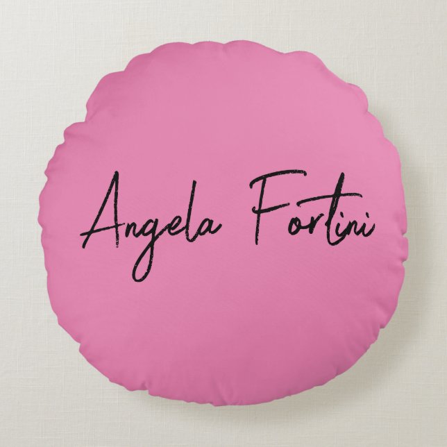 Handschrift Schlicht Einfach rosa Beruflicher Name Rundes Kissen (Vorderseite)