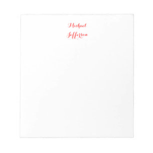 Handschrift Schrift Elegant Einfach Rot Weiß Notizblock