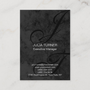 Handschrift Schwarz Monogramm Grau einzigartig Visitenkarte