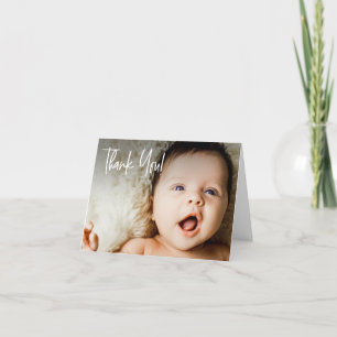Handschrift Script Baby Boy Foto Babydusche Dankeskarte