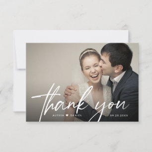 Handschrift Script Heart Wedding Foto Dankeskarte