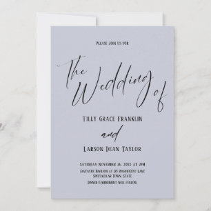 Handschrift Typografie die Hochzeit von Dusty Blue Einladung