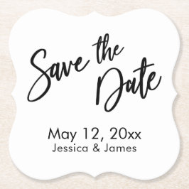 Handschrift Typografie Schwarz/Weiß Save the Date Untersetzer