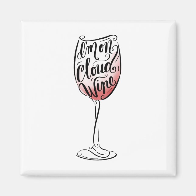 Handschrift und Illustriert bin ich auf Cloud Wine Magnet (Vorne)