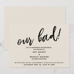 Handschrift Verspätete Hochzeitscreme-Spaß-Karte Einladung