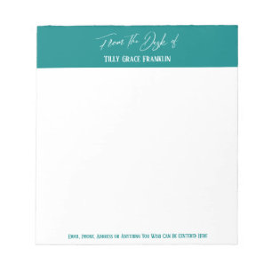 Handschrift vom Schreibtisch aus Aquamarin Notizblock