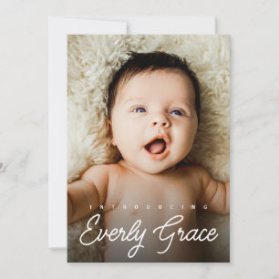 Handschriftenname Custom Baby Girl Foto Geburtsnam Einladung