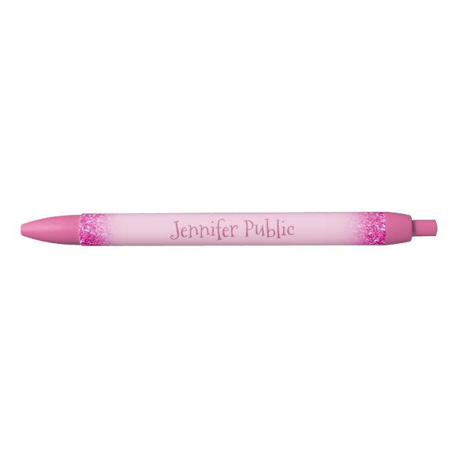 Handschriftenname Girly Pink Glitzer Trendy Kugelschreiber (Vorderseite)