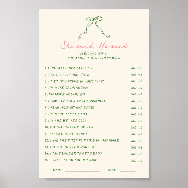 Handschriftlich herunterladen Sie sagte, er sagte  Poster (Vorne)