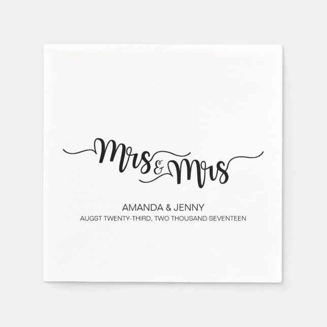 HANDSCHRIFTLICHE Frau & Frau WEDDING PAPER NAPKINS Serviette (Vorderseite)