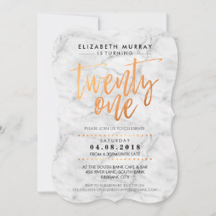 HANDSCHRIFTLICHE SKRIPTART trendy Kupfermarmor Einladung