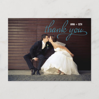 HANDSCHRIFTLICHE Vielen Dank Postcard - Blau Postkarte