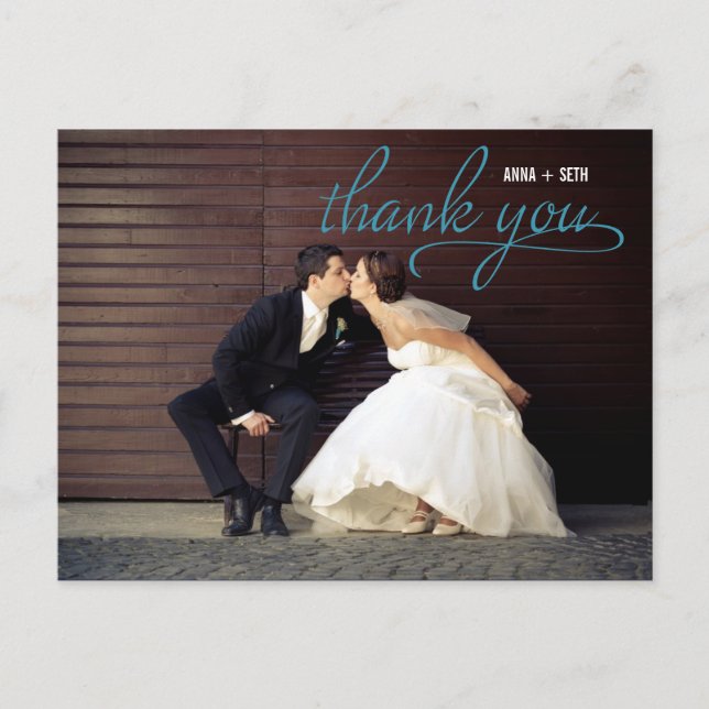 HANDSCHRIFTLICHE Vielen Dank Postcard - Blau Postkarte (Vorderseite)