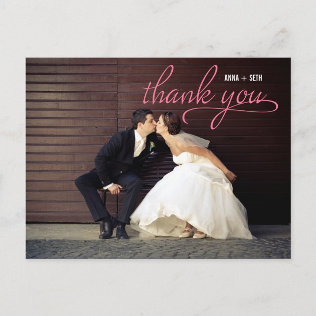 HANDSCHRIFTLICHE Vielen Dank Postcard - Rosa Postkarte (Vorderseite)