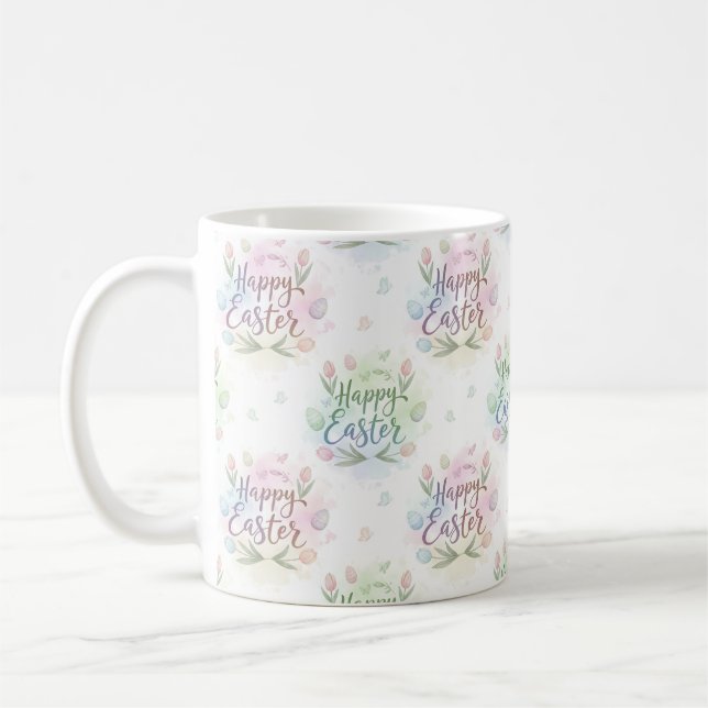 Handschriftliches Frohe Ostern Wasserfarbe Kaffeetasse (Links)