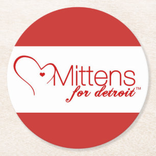 Handschuhe für Detroit-Untersetzer Runder Pappuntersetzer