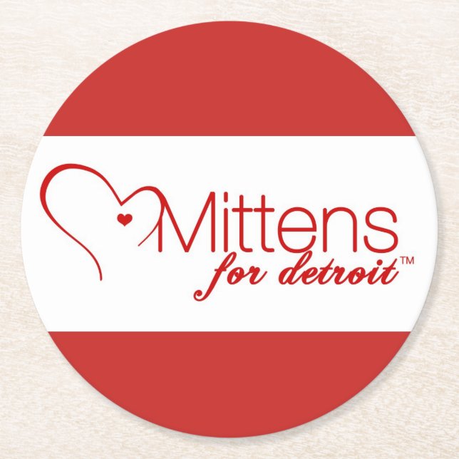 Handschuhe für Detroit-Untersetzer Runder Pappuntersetzer (Vorderseite)