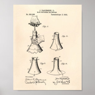 Handschutzflaschen 1895 Patent Art Old Peper Poster