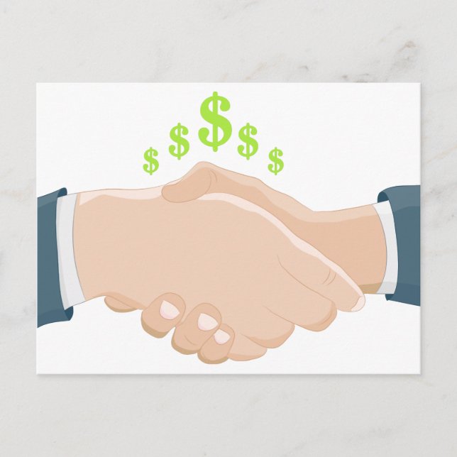Handshake Cartoon Postkarte (Vorderseite)