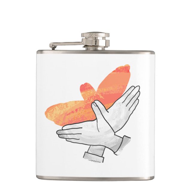 Handsilhouette Adler Orange Flachmann (Vorderseite)