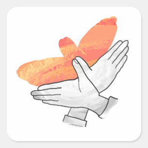 Handsilhouette Adler Orange Quadratischer Aufkleber