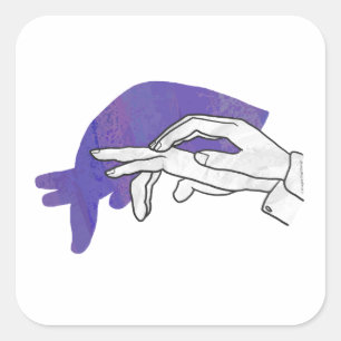 Handsilhouette Ameisenbär Lila Quadratischer Aufkleber
